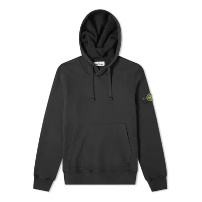 Stone Island Logo Badge Hoodie In Black