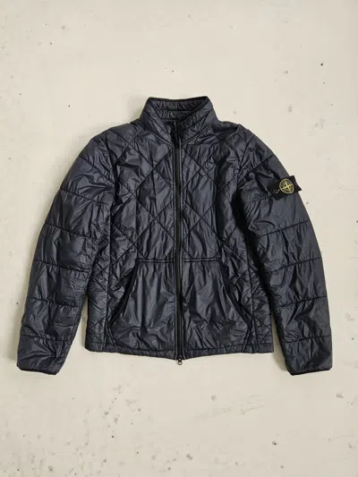 Pre-owned Stone Island Garment Dyed Quilted Micro Yarn Light Down Jacket In Blue