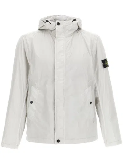 Stone Island Garment-dyed Windbreaker In Blue