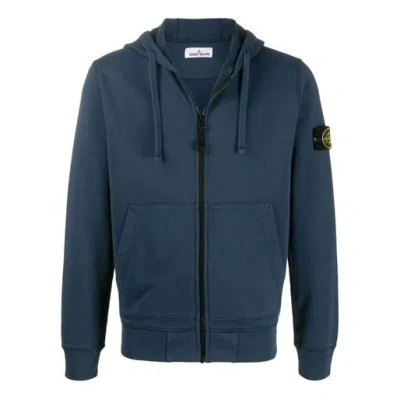 Stone Island Garment Dyed Zip Hoody Jacket 'dark Blue'
