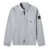 Stone Island Garment Dyed Zip Shirt Overshirt 'light Grey' In Gray
