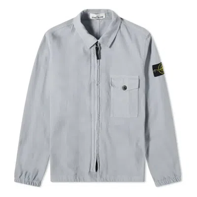 Stone Island Garment Dyed Zip Shirt Overshirt 'light Grey' In Gray