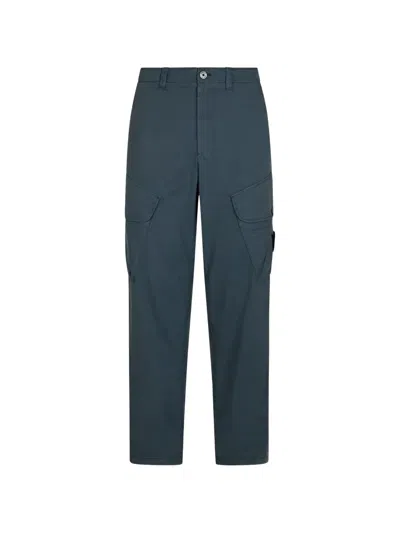 Stone Island Garment-dyed Cargo Pants In Blue