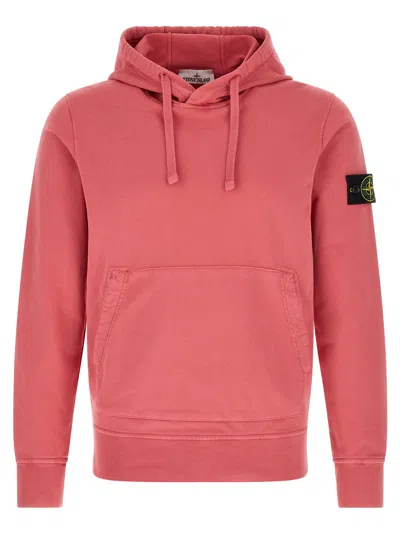 Stone Island Garment-dyed Cotton Hoodie In Red