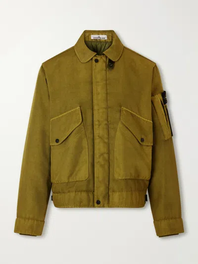Stone Island Garment-dyed Dense Oxford Nylon-tc Bomber Jacket In Multi