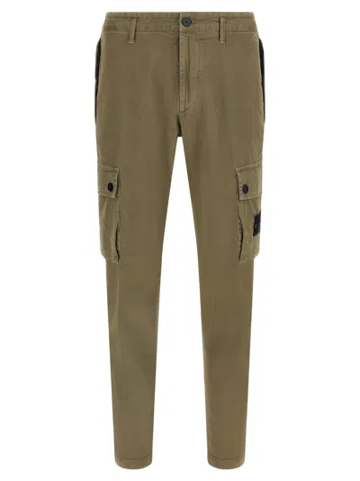 Stone Island Garment-dyed Organic Cotton Cargo Pants In Green