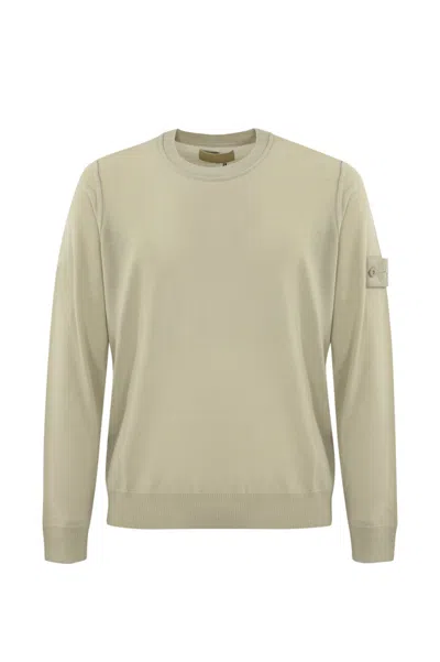 Stone Island Ghost 566fc Light Pure Wool Sweater In Beige