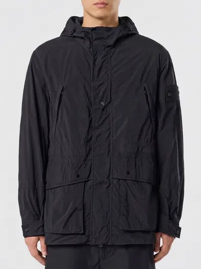Stone Island Ghost Capsule Nylon Parka With Hood And Monochrome Logo In Black