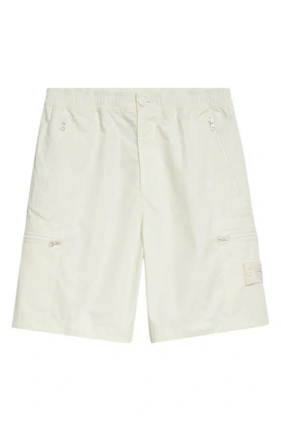 Stone Island Ghost Comfort Fit Cotton Canvas Bermuda Shorts In Natural