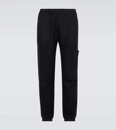 Stone Island Black Jogger Pants With Logo Patch In Cotton