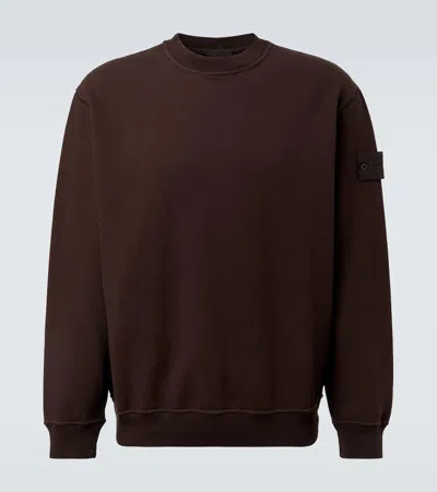 Stone Island Ghost Cotton-blend Jersey Sweatshirt In Brown