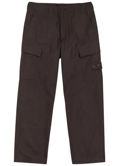 Stone Island Ghost Cotton-poplin Cargo Trousers In Black