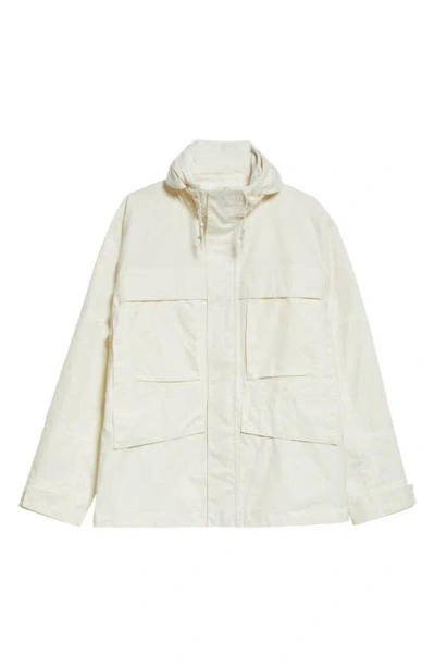 Stone Island Ghost Cotton Utility Jacket With Stowaway Hood In Natural