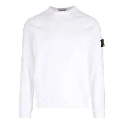 Stone Island Compass-motif Stretch-cotton Sweatshirt In White