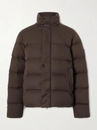 Stone Island Ghost Garment-dyed Quilted Virgin Wool-twill Down Jacket In Brown
