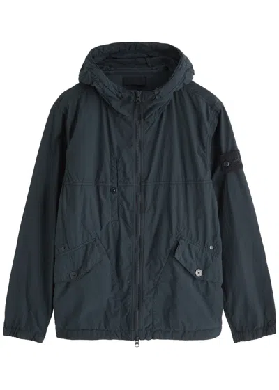 Stone Island Ghost Hooded Nylon Jacket In Navy