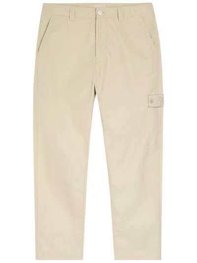 Stone Island Ghost Logo Cotton Trousers In Neutral