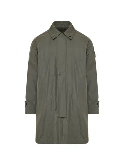 Stone Island Ghost Logo-patch Parka Coat In Green