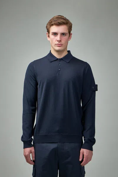 Stone Island Ghost Longsleeve Polo In Blue