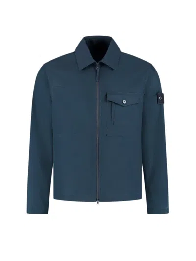 Stone Island Ghost` Overshirt In Blue