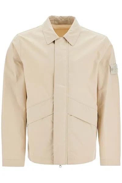 Stone Island Beige 107f1 Weatherproof Cotton Canvas Ghost Overshirt