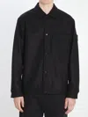 Stone Island Wool Blend Shirt With Chest And Flap Pockets In Black