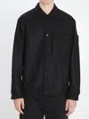 Stone Island Wool Blend Shirt With Chest And Flap Pockets In Black