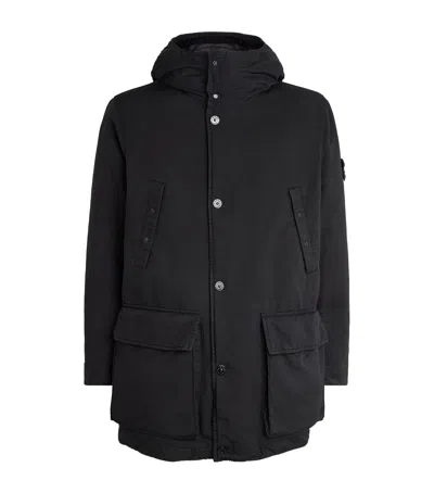 Stone Island Ghost Piece Short Down Parka In Black