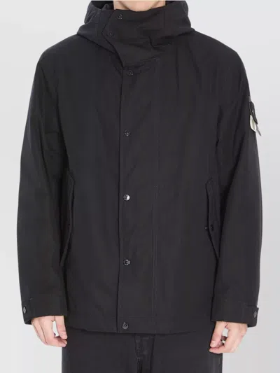 Stone Island Ghost Piece Short Parka In Black