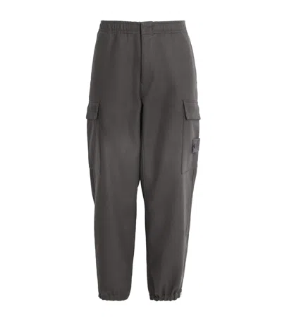Stone Island Ghost Piece Wool-blend Cargo Trousers In Gray