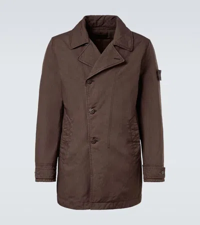 Stone Island Ghost Single-breasted Car Coat In Brown