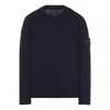 Stone Island Tricot Bleu Coton, Cachemire In Blue