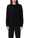 Stone Island Men Black Logo Sweater, Xl Luxury Sweaters & Knitwear For Men Darveys In Black