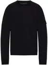 Stone Island Crew Neck Sweater With Brushed Texture. In Black