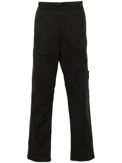 Stone Island Straight-leg Cargo Trousers In Black