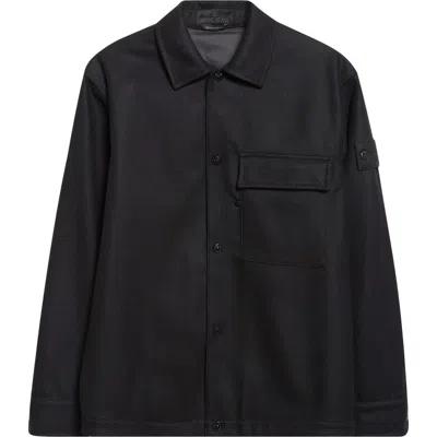 Stone Island Ghost Virgin Wool Blend Overshirt In Black