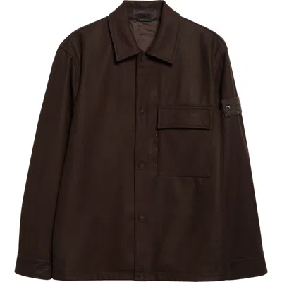 Stone Island Ghost Virgin Wool Blend Overshirt In Brown