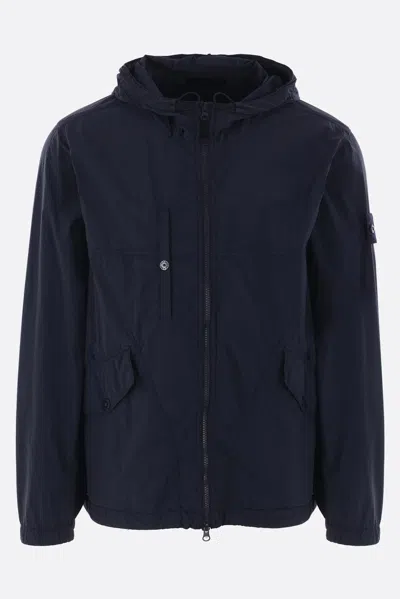 Stone Island Ghost Windbreaker In Brushed Nylon In Blue