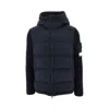 Stone Island Ghost Wool Down Jacket With Knitted Sleeves In Blue