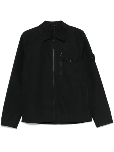 Stone Island Ghost Zip Up Shirt Jacket In Blau