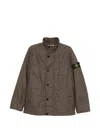 Stone Island Field Jacket With Pigmented Wax Coating In Brown