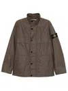 Stone Island Field Jacket With Pigmented Wax Coating In Brown