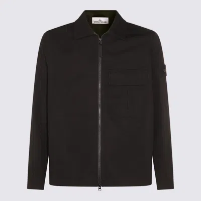 Stone Island Black Cotton Casual Jacket In Brown