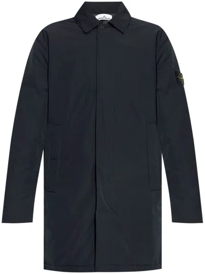 Stone Island Micro-twill Primaloft-padded Coat In Blue