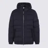 Stone Island Blue Hooded Down Jacket With Logo Patch In Nylon Man In Black