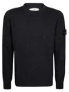 Stone Island Black Fitted Crew Neck Sweater In Gray