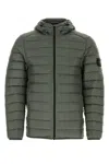 Stone Island Nylon Down Jacket With Hood And Quilting In Green