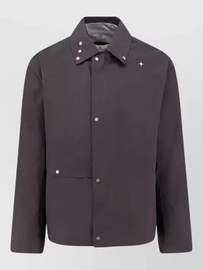 Stone Island Gore Tex Hooded Jacket Flap Pocket In Black