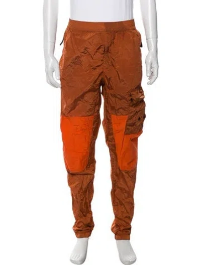 Pre-owned Stone Island Graphic Print Cargo Pants In Orange