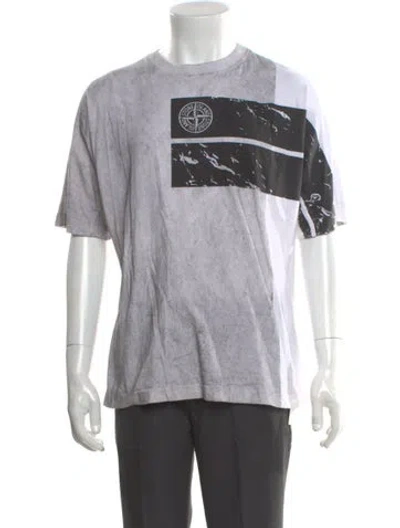Pre-owned Stone Island Graphic Print Crew Neck T-shirt In White